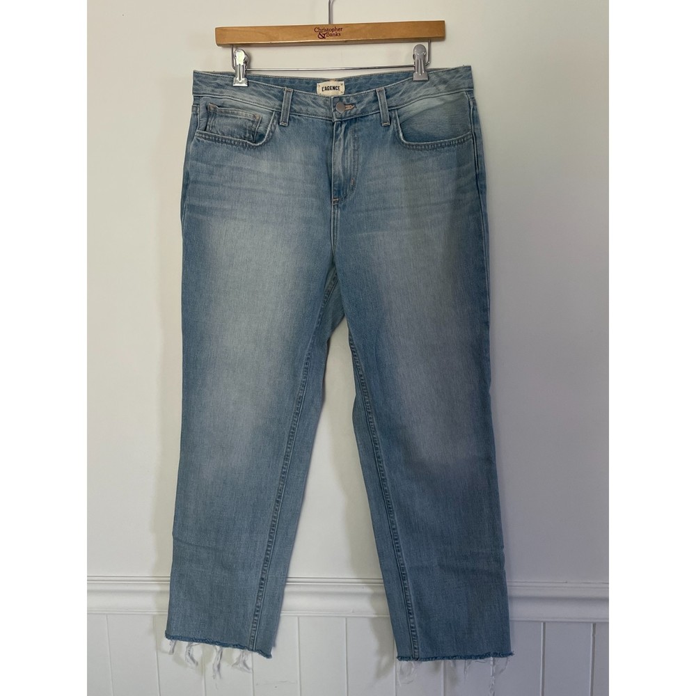 L'agence Straight Leg Frayed Hem Jeans 34x28 No Wear G99